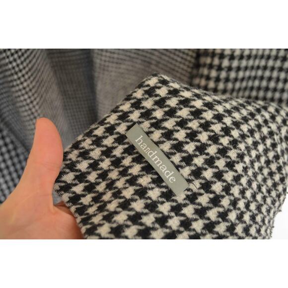 Bernardo Houndstooth Double Face Longline Coat Wool Blend Belted Wrap - Picture 7 of 8